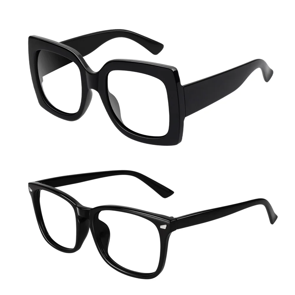 GQUEEN Clear-Lens Square + Retro Square Clear-Lens Bundle