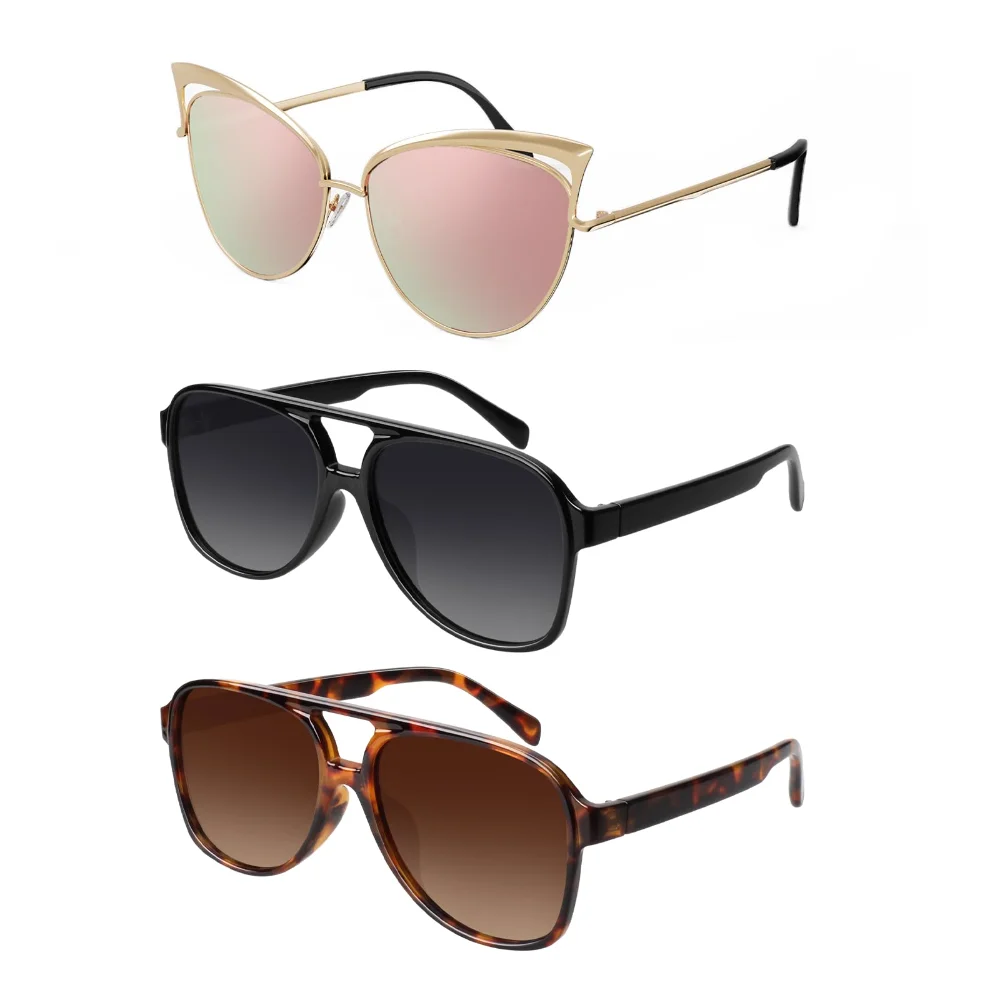GQUEEN Cat-Eye + 70s Square Pilot Bundle