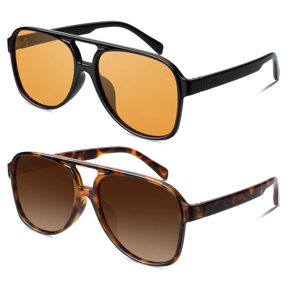 GQUEEN 70s Square Pilot Polarized Sunglasses