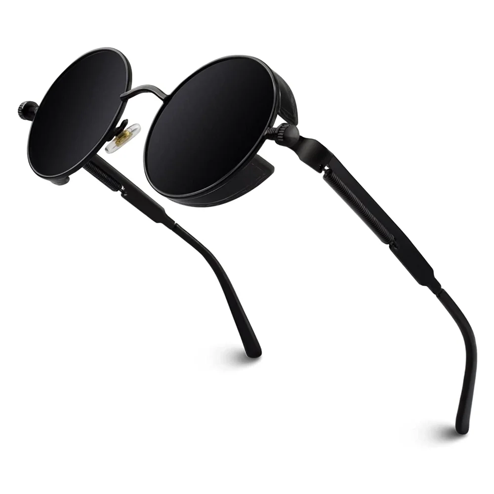 GQUEEN Round Steampunk Polarized Sunglasses MTS2