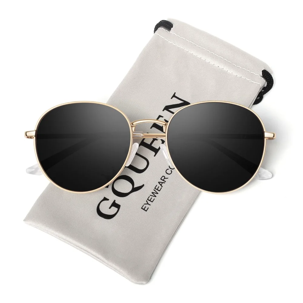 GQUEEN Retro Round Polarized Sunglasses