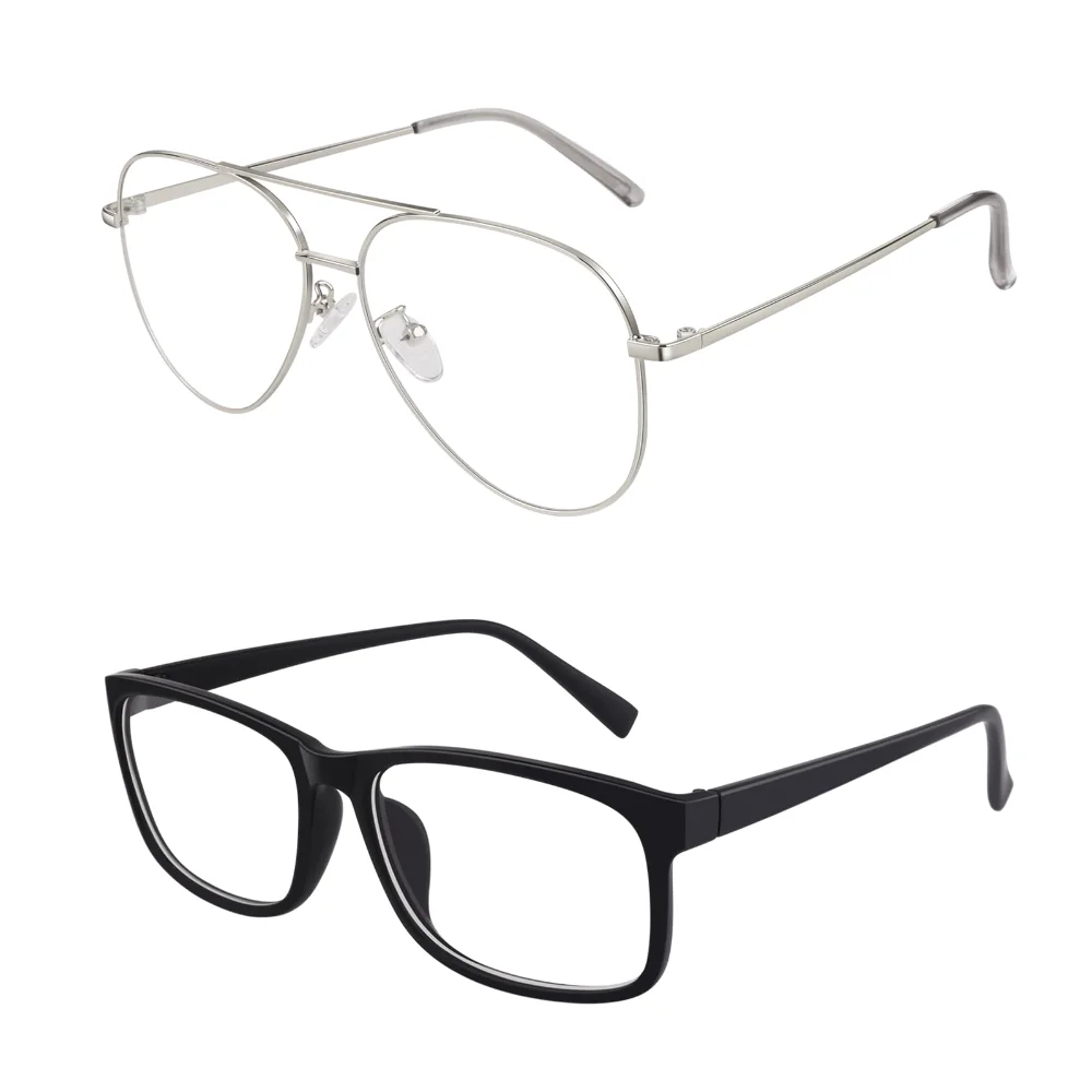 GQUEEN Rectangular Clear-Lens + Pilot Clear-Lens Bundle