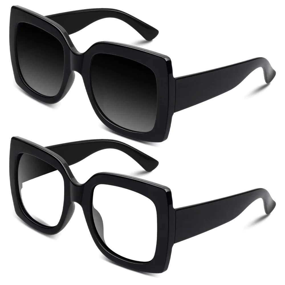 GQUEEN Oversized S904 + Retro Square Clear-Lens Bundle